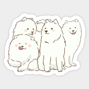 Cute samoyed dogs smiling with tongue out Sticker